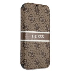 GUBKP13S4GDBR Guess PU 4G Printed Stripe Book Case for iPhone 13 Mini Brown цена и информация | Чехлы для телефонов | 220.lv