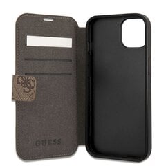 GUBKP13S4GDBR Guess PU 4G Printed Stripe Book Case for iPhone 13 Mini Brown цена и информация | Чехлы для телефонов | 220.lv