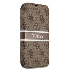 GUBKP13X4GDBR Guess PU 4G Printed Stripe Book Case for iPhone 13 Pro Max Brown цена и информация | Чехлы для телефонов | 220.lv