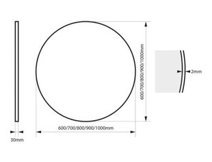 Apaļš spogulis Valo melns, 100 cm цена и информация | Зеркала | 220.lv