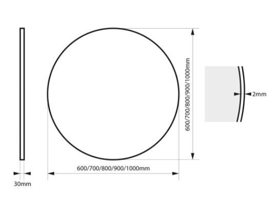 Apaļš spogulis Valo melns, 100 cm цена и информация | Spoguļi | 220.lv