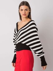 Женский свитер с треугольным вырезом RUE PARIS, черно белый цена и информация | Женские кофты | 220.lv