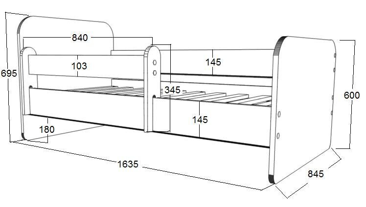 Gulta ar matraci un veļas kasti Ami 1, 160x80 cm cena un informācija | Bērnu gultas | 220.lv