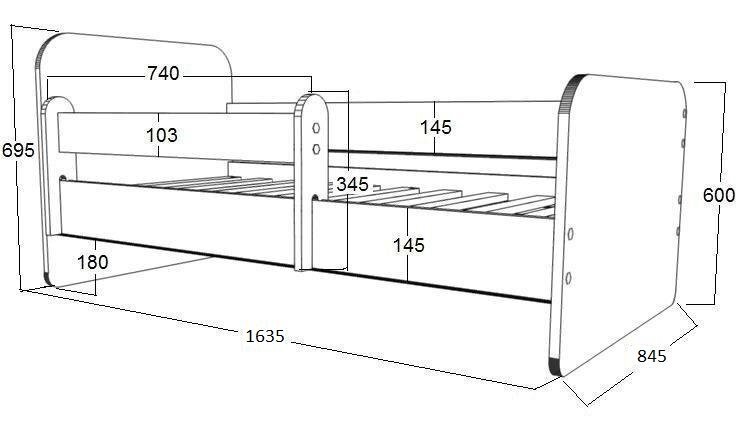 Gulta ar matraci AMI 2, 160x80cm cena un informācija | Bērnu gultas | 220.lv