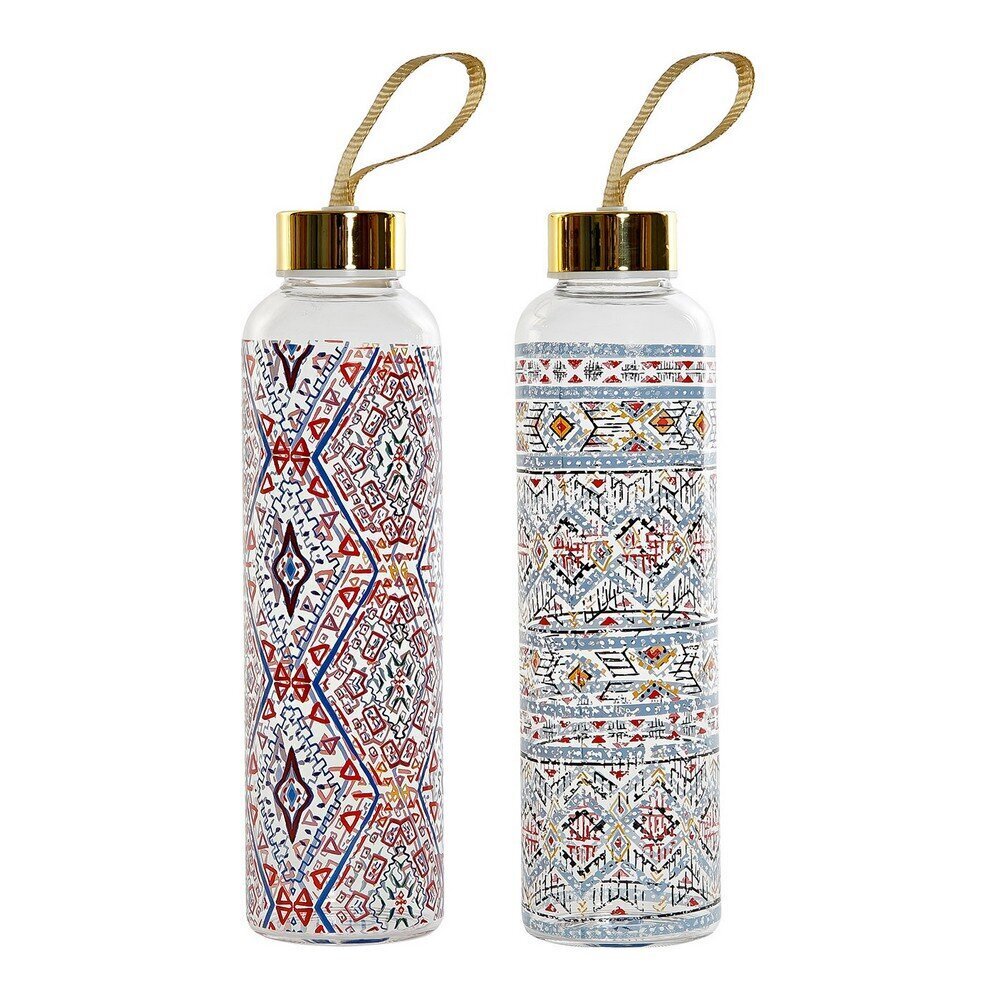 Ūdens pudele DKD Home Decor Daudzkrāsains Mozaīkas Borosilikāta glāze (2 pcs) цена и информация | Ūdens pudeles | 220.lv