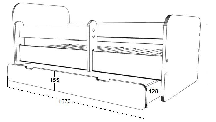 Gulta ar matraci un veļas kasti Ami 4, 160x80 cm cena un informācija | Bērnu gultas | 220.lv