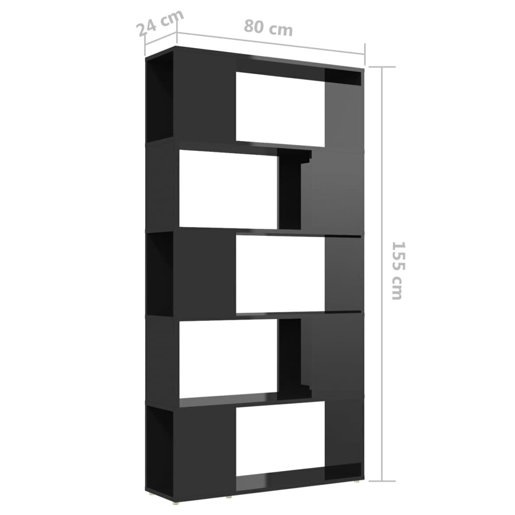 vidaXL Grāmatu skapis/telpas dalītājs, melns, 80x24x155 cm cena un informācija | Plaukti | 220.lv