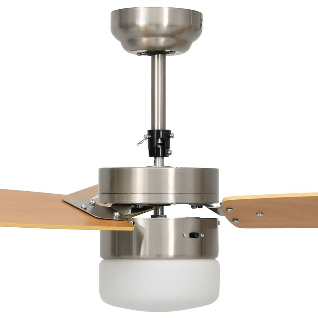 vidaXL griestu ventilators ar lampu un pulti, 108 cm, gaiši brūns цена и информация | Ventilatori | 220.lv