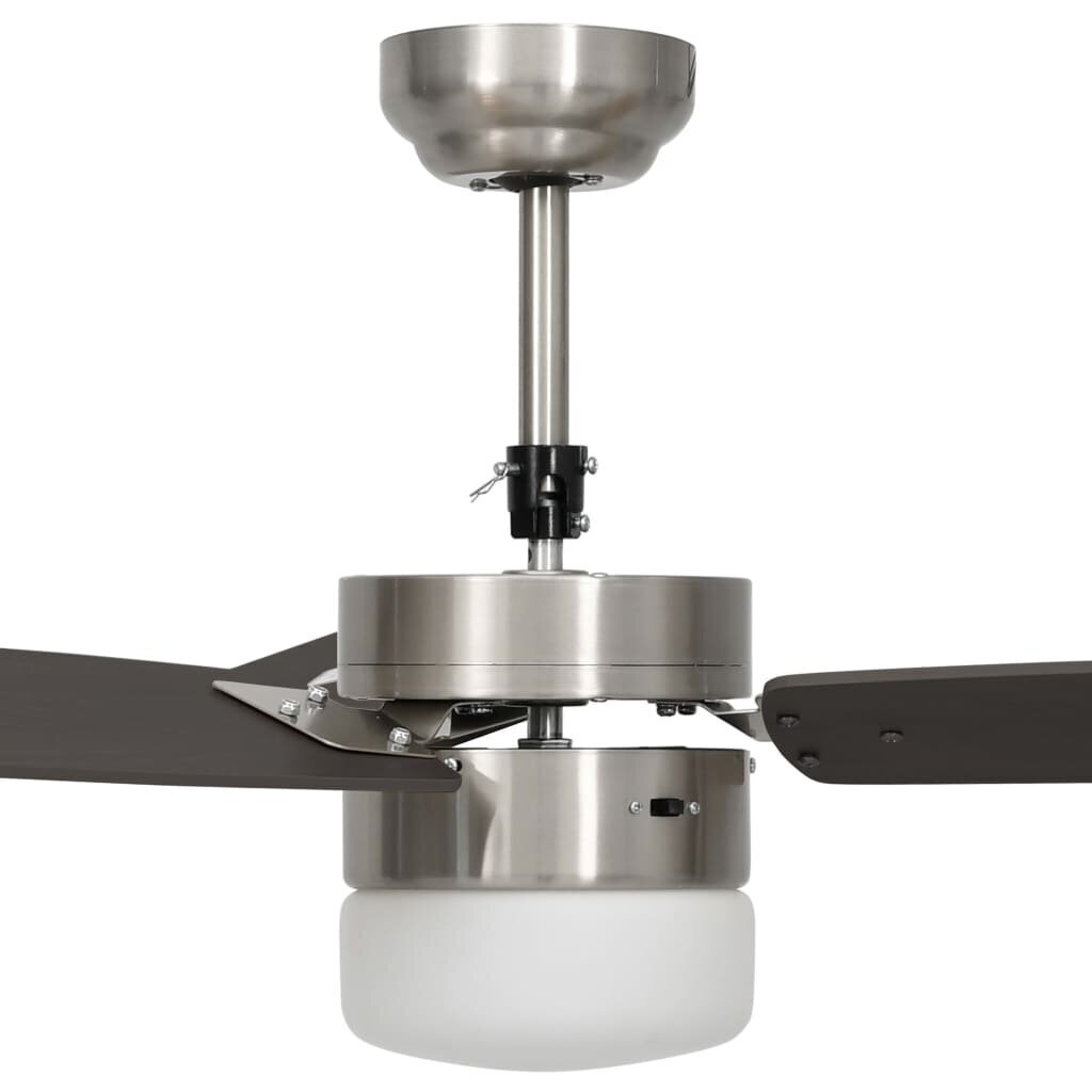 vidaXL griestu ventilators ar lampu un pulti, 108 cm, tumši brūns cena un informācija | Ventilatori | 220.lv