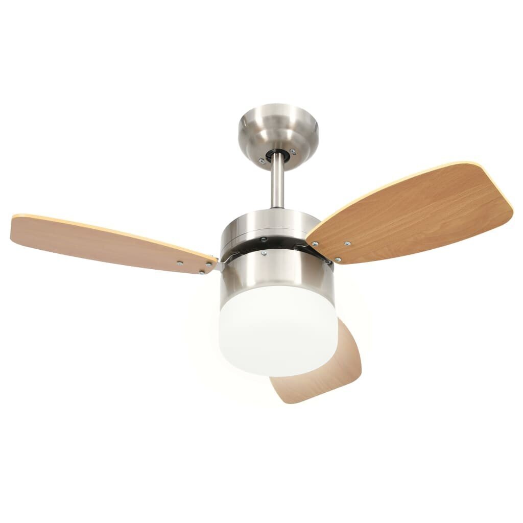 vidaXL griestu ventilators ar lampu un pulti, 76 cm, gaiši brūns цена и информация | Ventilatori | 220.lv