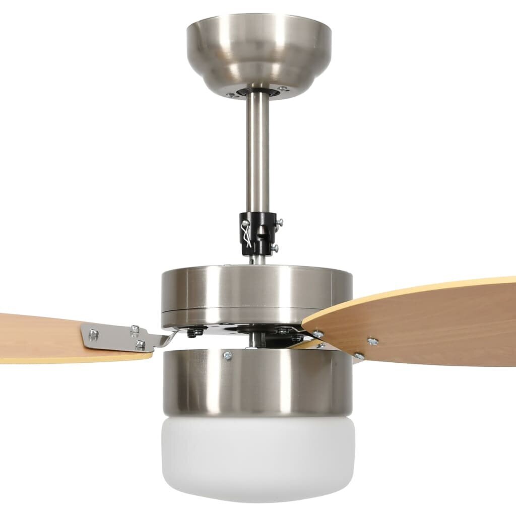 vidaXL griestu ventilators ar lampu un pulti, 76 cm, gaiši brūns cena un informācija | Ventilatori | 220.lv