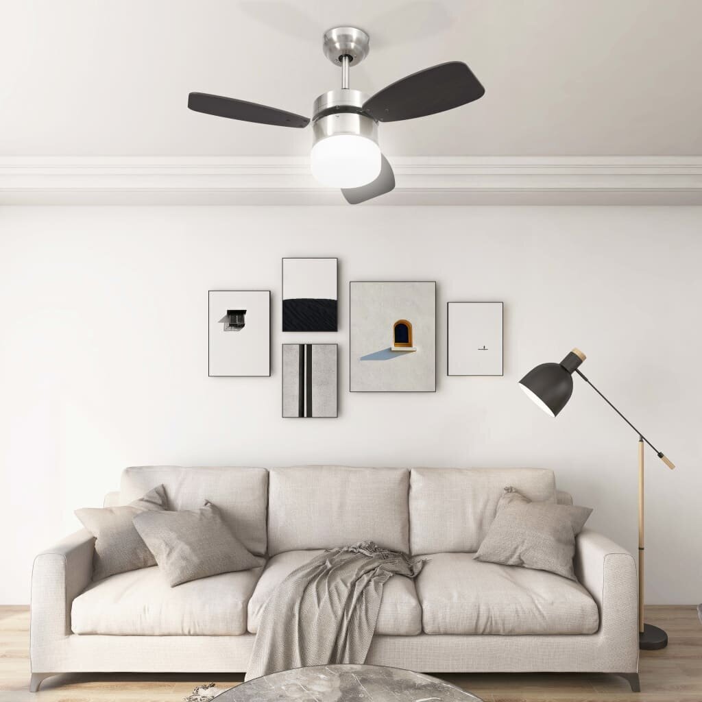 vidaXL griestu ventilators ar lampu un pulti, 76 cm, tumši brūns цена и информация | Ventilatori | 220.lv