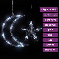 Virtene zvaigzne un mēness, 138 silti baltas LED spuldzes cena un informācija | Ziemassvētku lampiņas, LED virtenes | 220.lv