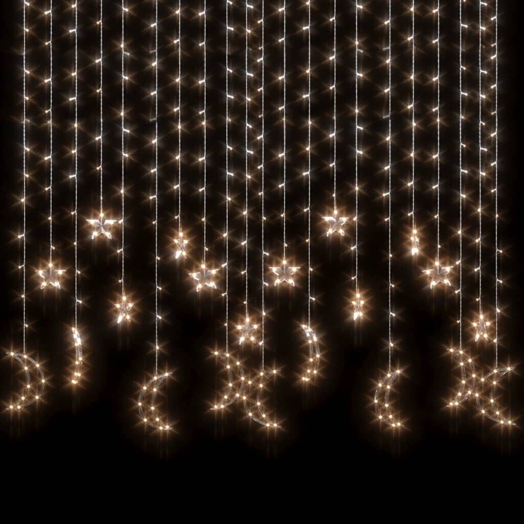 Virtene zvaigzne un mēness, 345 silti baltas LED spuldzes цена и информация | Ziemassvētku lampiņas, LED virtenes | 220.lv