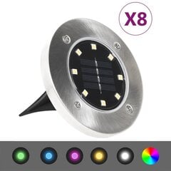 Saules enerģijas uzlādējamie LED gaismekļi, 8 gab., dažādās krāsās cena un informācija | Āra apgaismojums | 220.lv