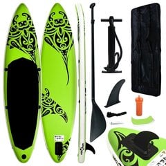 vidaXL piepūšams SUP dēlis, 305x76x15 cm, zaļš цена и информация | SUP доски, водные лыжи, водные аттракционы | 220.lv