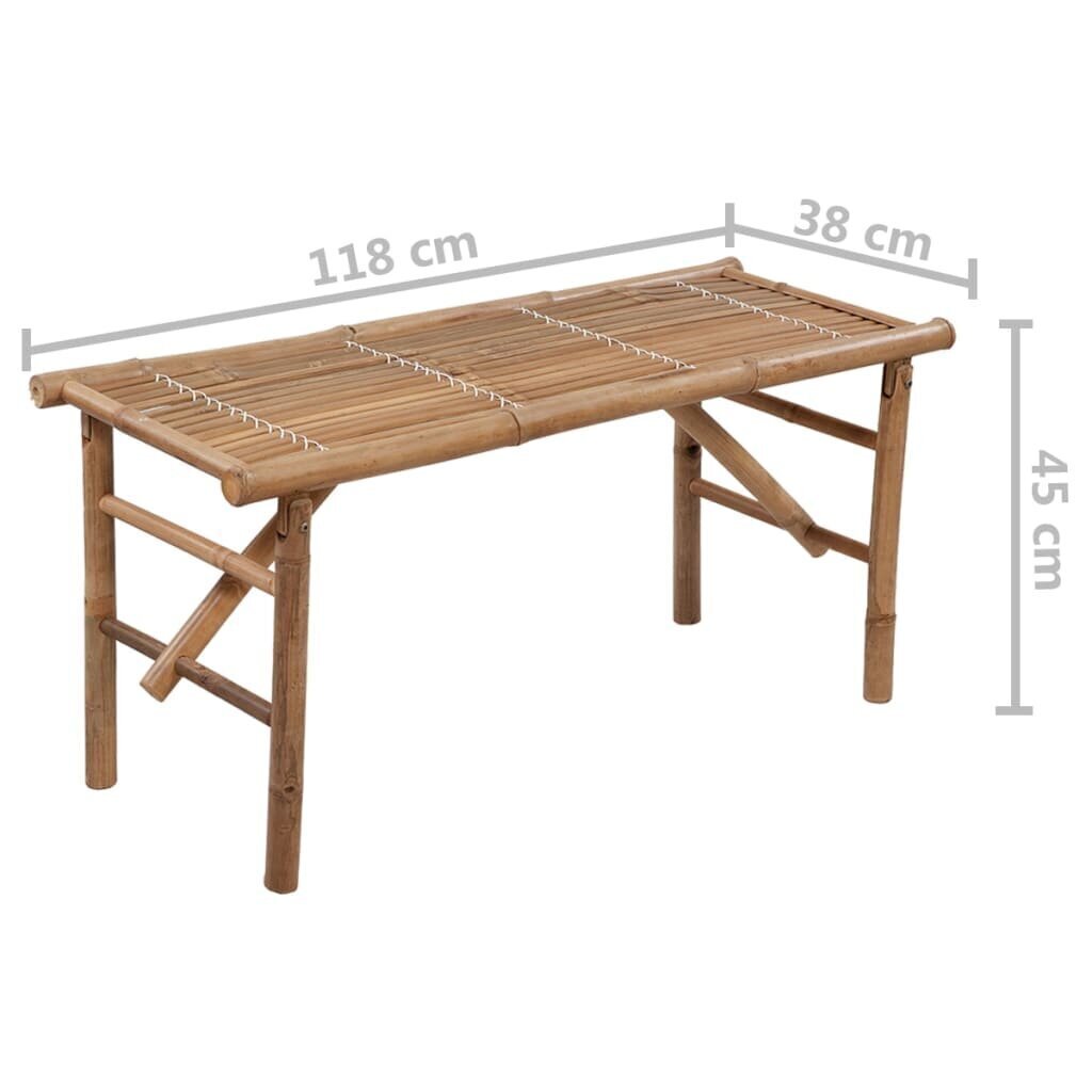 Saliekams dārza sols ar spilvenu, 118cm, bambuss cena un informācija | Dārza soli | 220.lv