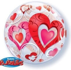 Шарик (bubble) «Красное сердце», 56 см цена и информация | Шарики | 220.lv