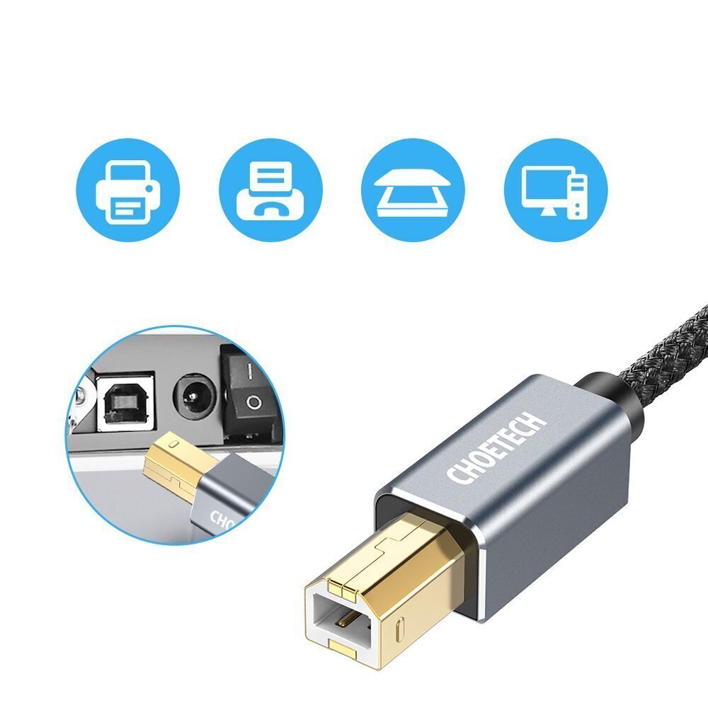 Choetech USB - USB Type B cable printer 3m black (AB0011-BK) cena un informācija | Kabeļi un vadi | 220.lv