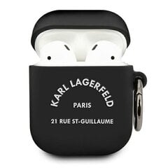KLACA2SILRSGBK Karl Lagerfeld Rue St Guillaume Silicone Case for Airpods 1/2 Black цена и информация | Наушники с микрофоном Asus H1 Wireless Чёрный | 220.lv