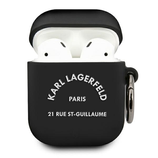KLACA2SILRSGBK Karl Lagerfeld Rue St Guillaume Silicone Case for Airpods 1/2 Black цена и информация | Austiņas | 220.lv