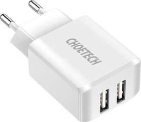 Двухпортовое настенное зарядное устройство Choetech C0030 2 x USB-A 10 Вт, 2 А цена и информация | Зарядные устройства для телефонов | 220.lv