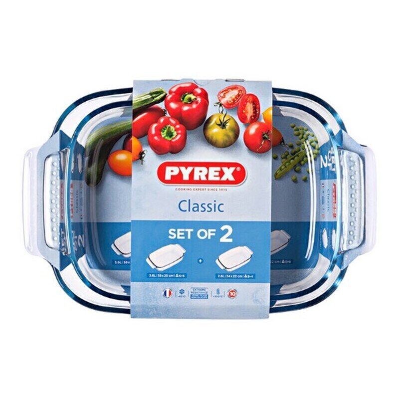 Pyrex Classic Cepeškrāsns trauku komplekts, borsilikāta stikls, 2 gab. cena un informācija | Cepamais papīrs, trauki, formas | 220.lv