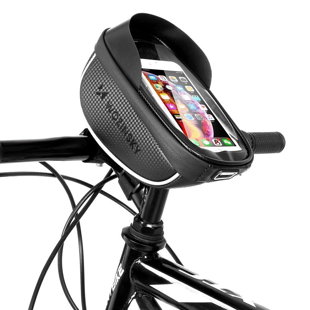 Wozinsky Bicycle Front Frame Handlebar Bag Touch Screen Phone Holder 1L black (WBB16BK) cena un informācija | Telefonu vāciņi, maciņi | 220.lv
