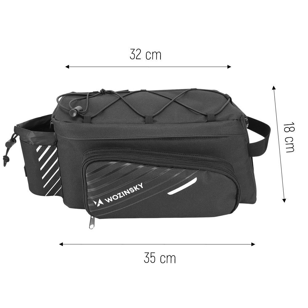 Wozinsky Bicycle Bike Pannier Bag Rear Trunk Bag with Shoulder Strap 9L black (WBB22BK) cena un informācija | Velo bagāžnieki | 220.lv