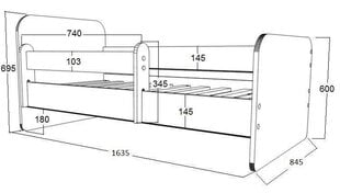 Детская кровать с матрасом Ami 38, 160x80 см цена и информация | Детские кровати | 220.lv