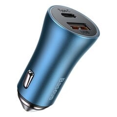 Baseus Golden Contactor Pro car charger, USB + USB-C, QC4.0+, PD, SCP, 40W (blue) цена и информация | Зарядные устройства для телефонов | 220.lv