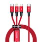 Baseus Rapid 3in1 USB Typ C - USB Typ C / Lightning / micro USB cable 20 W 1,5 m red (CAMLT-SC09) цена и информация | Savienotājkabeļi | 220.lv