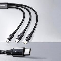 Baseus Rapid 3in1 USB Typ C - USB Typ C / Lightning / micro USB cable 20 W 1,5 m red (CAMLT-SC09) цена и информация | Кабели для телефонов | 220.lv