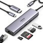 Ugreen 6in1 multifunctional USB Type C HUB - 2x USB 3.2 Gen 1 / HDMI 4K 60Hz / SD and TF memory card reader / USB Type C PD 100W / RJ45 1000Mbps (1Gbps) gray (60515 CM512) cena un informācija | Savienotājkabeļi | 220.lv