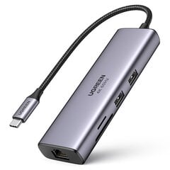 Ugreen 6in1 multifunctional USB Type C HUB - 2x USB 3.2 Gen 1 / HDMI 4K 60Hz / SD and TF memory card reader / USB Type C PD 100W / RJ45 1000Mbps (1Gbps) gray (60515 CM512) cena un informācija | Savienotājkabeļi | 220.lv