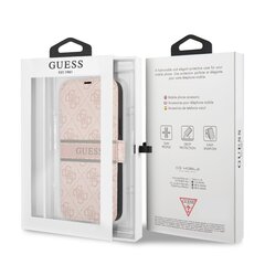 GUBKP13X4GDPI Guess PU 4G Printed Stripe Book Case for iPhone 13 Pro Max Pink cena un informācija | Telefonu vāciņi, maciņi | 220.lv