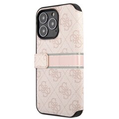 GUBKP13X4GDPI Guess PU 4G Printed Stripe Book Case for iPhone 13 Pro Max Pink cena un informācija | Telefonu vāciņi, maciņi | 220.lv