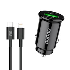 Быстрое автомобильное зарядное устройство Dudao с портами USB QC3.0 + Type C PD черный + кабель USB-C - Lightning 18Вт, черный (R3PRO) цена и информация | Зарядные устройства для телефонов | 220.lv