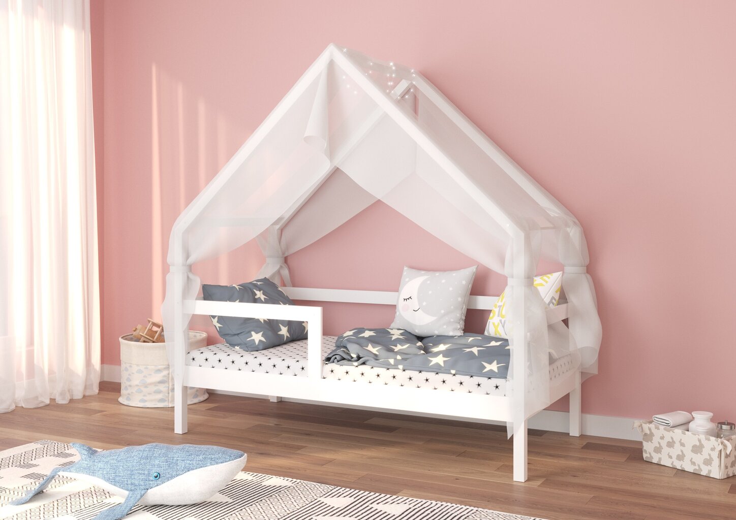 Bērnu gulta Peak, 80x160 cm, balta cena un informācija | Bērnu gultas | 220.lv