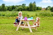 Timbela koka galdiņš ar soliem bērniem M012-1 cena un informācija | Dārza mēbeles bērniem | 220.lv