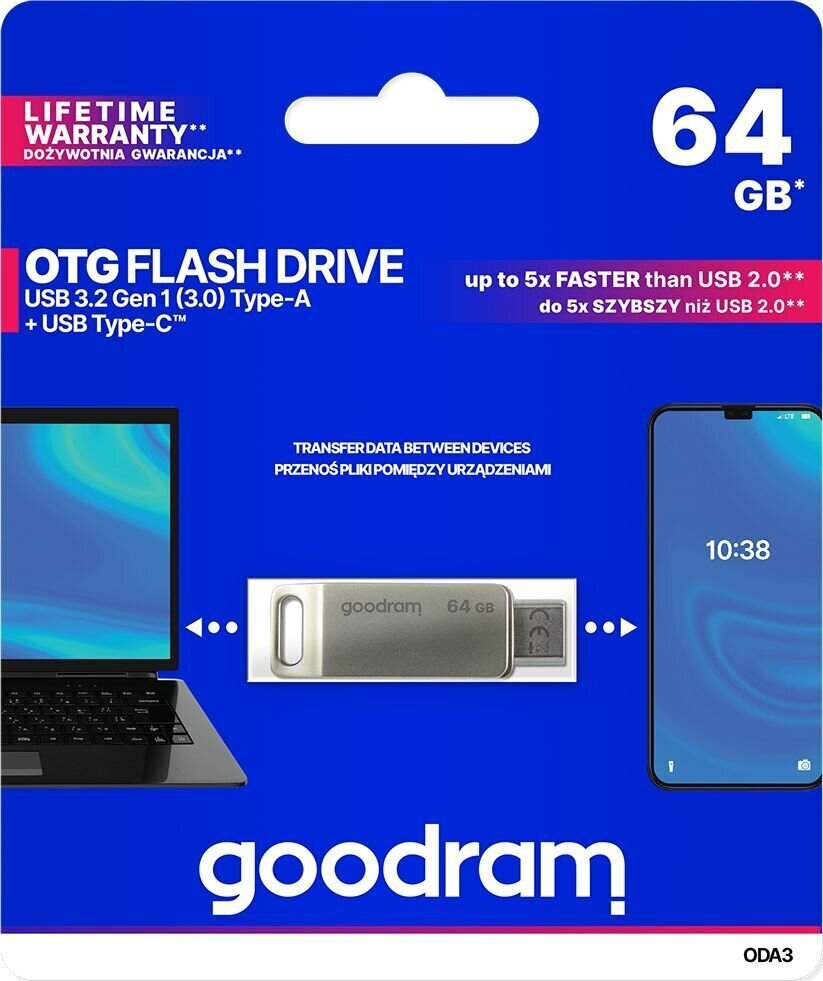 GoodRam ODA3-0640S0R11, 64 GB, USB 3.0 цена и информация | USB Atmiņas kartes | 220.lv