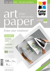 Termiskās pārneses papīrs ColorWay A4 120 g/m 5 lapas cena un informācija | Burtnīcas un papīra preces | 220.lv