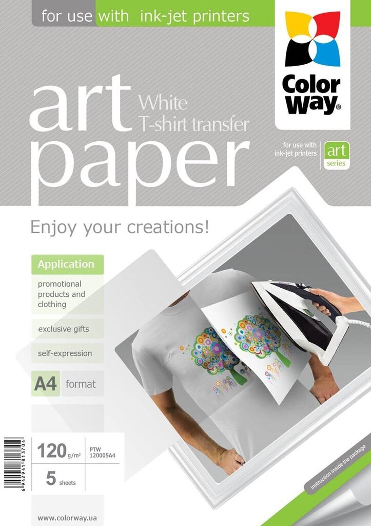Termiskās pārneses papīrs ColorWay A4 120 g/m 5 lapas цена и информация | Burtnīcas un papīra preces | 220.lv