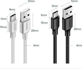 Кабель Ugreen USB - USB Type C 3A 3 м, черный (60826) цена и информация | Кабели для телефонов | 220.lv