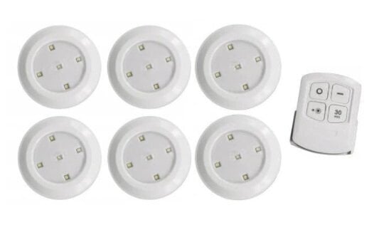 Bezvadu LED lampas ar tālvadības pulti (6 gab.) cena un informācija | LED lentes | 220.lv