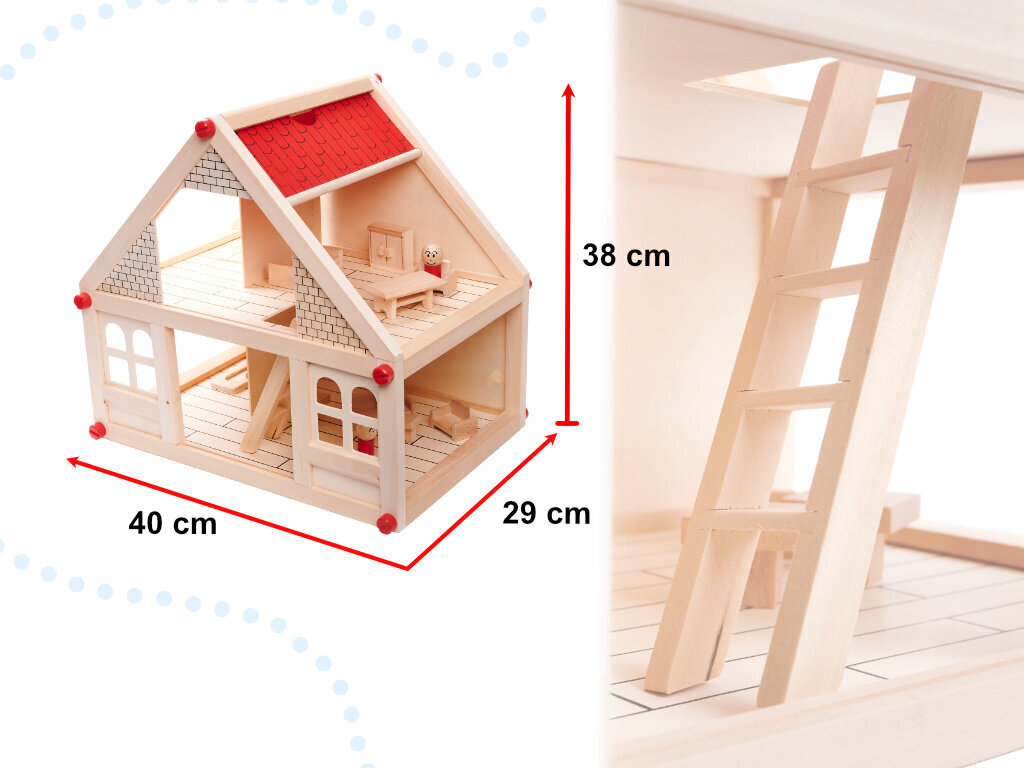 Koka leļļu namiņš ar mēbelēm цена и информация | Rotaļlietas meitenēm | 220.lv