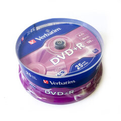 DVD Matricas DVD+R AZO Verbatim 4.7GB 16x 25 Pack Spindle цена и информация | Виниловые пластинки, CD, DVD | 220.lv