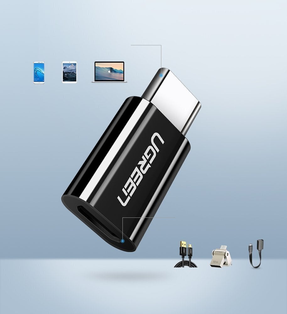 Ugren micro USB to USB Type C adapter white (30154) цена и информация | Adapteri un USB centrmezgli | 220.lv