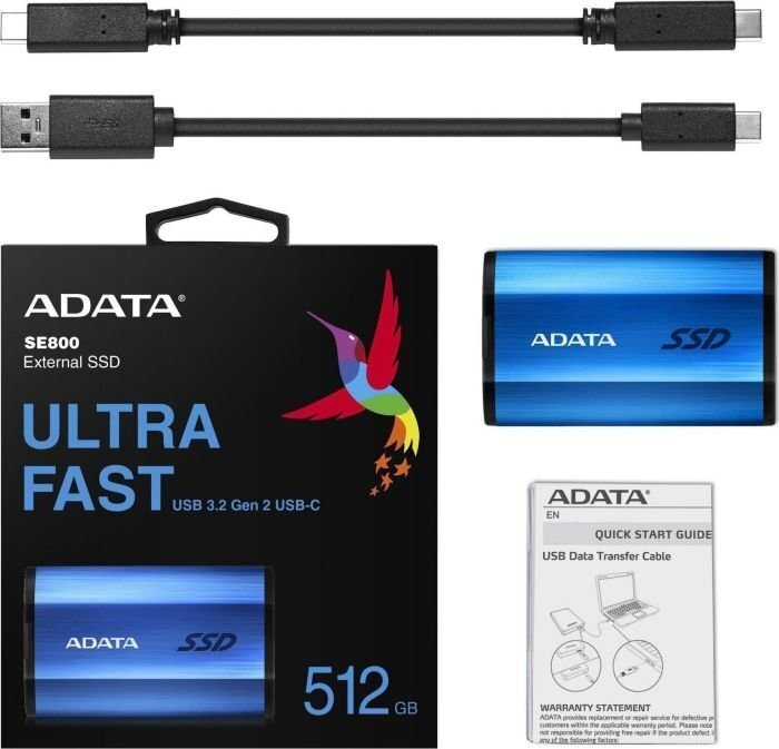 ADATA ASE800-512GU32G2-CBL cena un informācija | Iekšējie cietie diski (HDD, SSD, Hybrid) | 220.lv