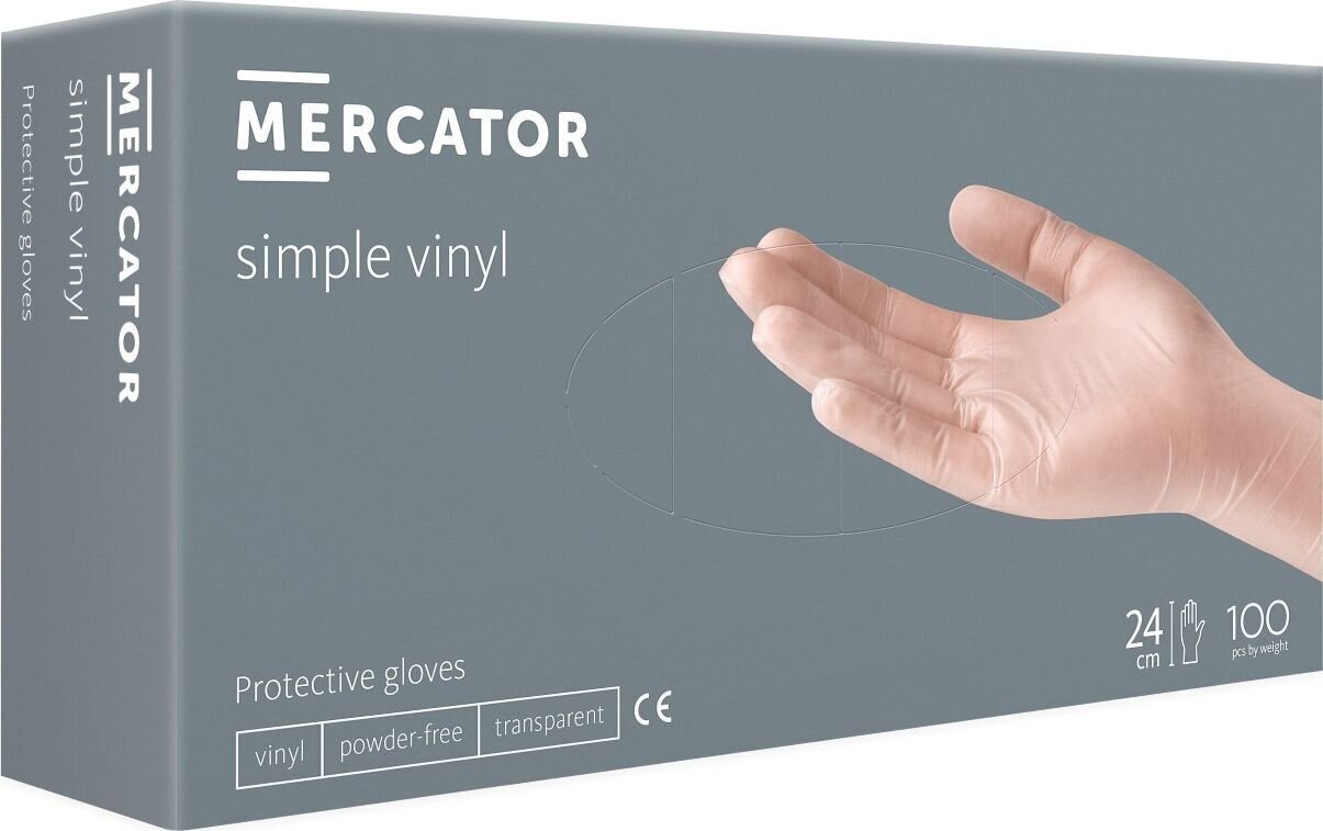 Mercator VINYLEX-PF vinila cimdi bez pulvera L (100 gab.) cena un informācija | Tīrīšanas piederumi | 220.lv